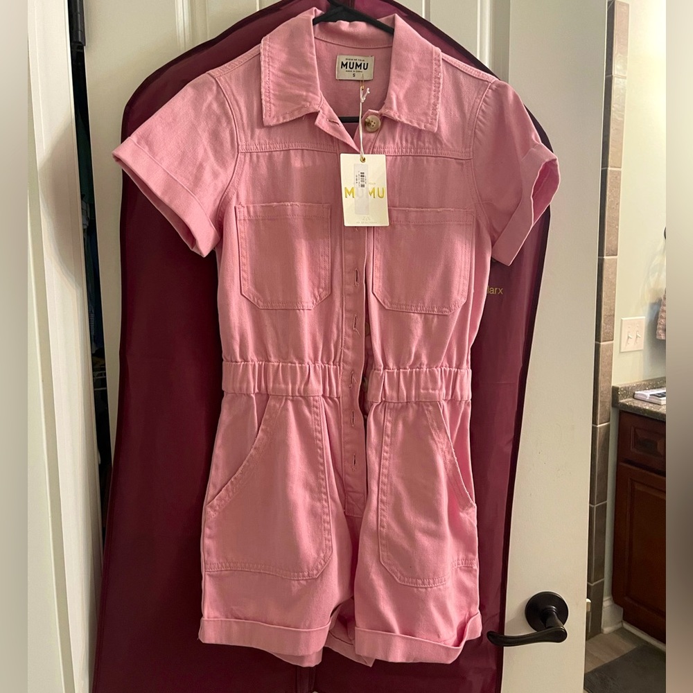 BNWT Show Me Your Mumu pink denim romper